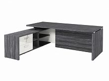 Стол с опорной тумбой FI-121L.GG Древесина Графит/Мрамор Леванто белый