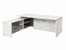 Стол с опорной тумбой FB-121L.GG Хромикс белый/Камень Пьетра Гриджиа черный