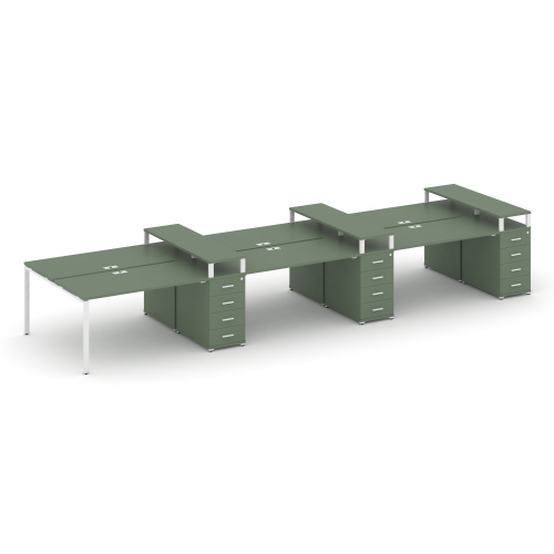 Бенч-система на 6 мест с 3 опорными тумбами Concept CN.DRS-475